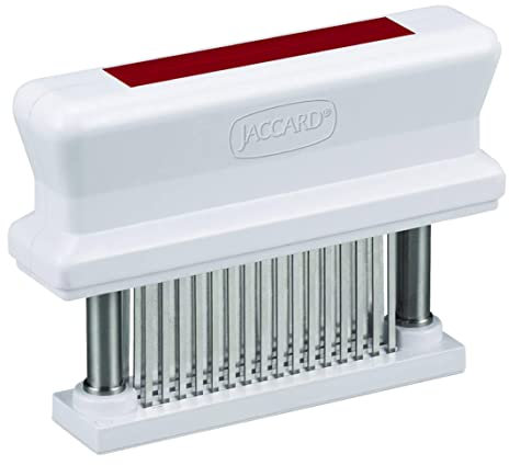 Jaccard 200348R, ablandador de carne duradero de 48 cuchillas con aguja afilada de acero inoxidable, utensilio de cocina para ablandar pollo, carne de res, cerdo, ternera, barbacoa, rojo