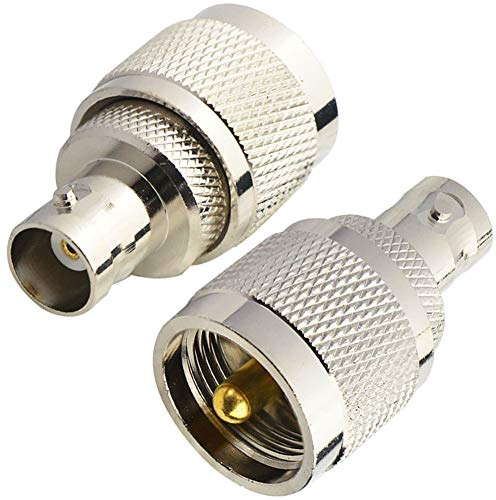 Boobrie Adaptateur UHF Mâle vers BNC Femelle Connecteur Coaxial PL259 à BNC 50 Ohms Basse Perte pour Antenne CB Radio Amateur Caméra Surveillance Oscilloscope Paquet de 2