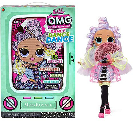 LOL Surprise OMG Dance Dance Dance Muñeca con 15 sorpresas, Ropa, Luz Negra Mágica, Accesorios de Moda, Zapatos, Soporte para Muñecas y Cajad de TV. para Niñas a Partir de 4 Años.