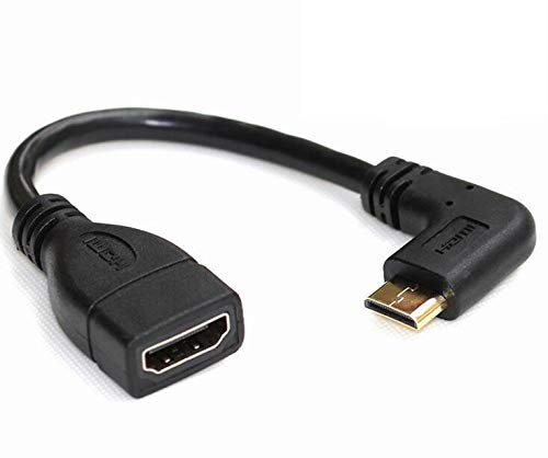 Herfair Mini HDMI a HDMI, Cable Mini HDMI en Ángulo Izquierdo, Soporte 1080P Full HD