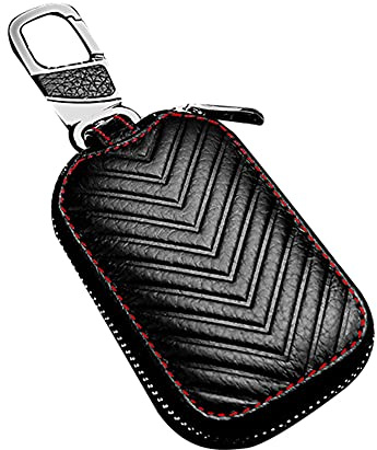 Leder Autoschlüsseletui, Asudaro Auto Schlüsselanhänger Tasche Schutz Auto-Schlüsseltasche Schlüsseletui Schlüsselmäppchen mit Metallhaken Autoschlüssel Brieftasche für Frauen und Männer,schwarz 1