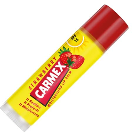 Carmex Strawberry Moisturising Lip Balm Stick for Soft, Protected Lips with SPF 15 (4.25 gm - Pack of 1)
