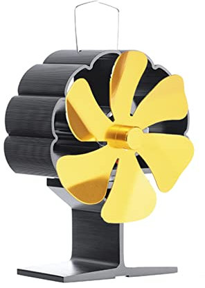 Momooda 6 Pales Ventilateur poele à bois Mini alimenté par la chaleur Ventilateur pour poele Silencieux pour Poêle à Bois/Cheminée/Gaz/Granulés/Bûches Or