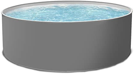 Paradies Pool Griza Komplettset Platin rund, 350x120cm (Ø x H), Stahlwandpool grau, Poolfolie in grau 0,8mm, Handlauf, inkl. Skimmer Set Leiter Pumpe Filteranlage, Swimmingpool, Menge: 1 Stück