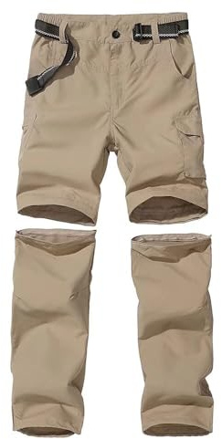 Anyanmoutn Boys Cargo Pants, Kids' Casual Outdoor Quick Dry Hiking Climbing Convertible Trousers Black