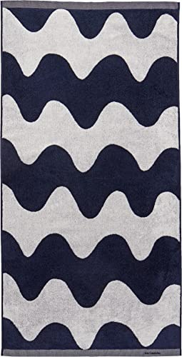 Marimekko - Badetuch, Handtuch - Lokki - Off-White-Dark Blue - Baumwolle - 70 x 140 cm