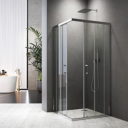 Duschkabine 75x90x185cm, Duschkabine Eckeinstieg Schiebetür Duschwand Duschabtrennung-glas