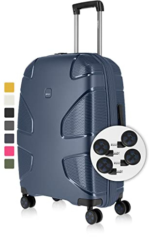 IMPACKT IP1 Hartschalen-Koffer M - 67x45x28 cm, 73 L, 3,5 kg - TSA-Schloss, auswechselbare Rollen - aus recyceltem Material - 6 Jahre Garantie