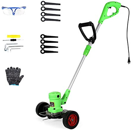 Tosaerba, tosaerba plug-in ad alta potenza da 680 W con rullo a 3 velocità regolabile a spinta manuale sarchiatore a 2 lame per uso domestico piccolo tagliaerba