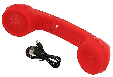 Retro-Telefonhörer, wiederaufladbar, Rot | Retro-Hörer für Handy Computer HD-Lautsprecher mit Mikrofon USB-Aufladung einfache Anrufsteuerung