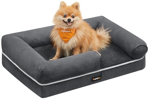 Feandrea Orthopädisches Hundebett, weiche Polsterung, 76 x 51 x 18 cm | Hundekissen, Bezug abnehmbar und waschbar, rutschfeste Unterseite, Schiefergrau, BLOMFY Kollektion PGW074G01