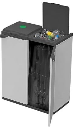 Avilia Mueble cubo de basura con 2 porta bolsas para la recogida selectiva – Cubo de basura con capacidad 80 l