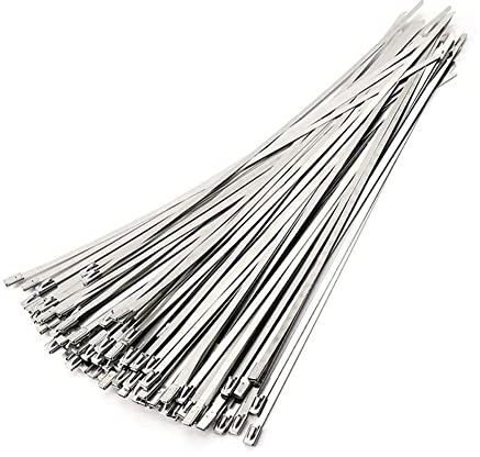 Kuuddker Sujetacables de Acero Inoxidable, 100 Piezas de 7,9 Pulgadas, Bridas para Cables de Alta Resistencia con AutomáTico, Bridas MetáLicas para de Escape