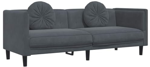 vidaXL Sofa mit Kissen 3-Sitzer Dunkelgrau Samt