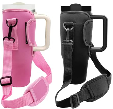 UILYNIU 2 Stück Wasserflaschenhalter Tasche Trinkflasche Tasche Wasserflasche Träger mit Verstellbarem Schultergurt Stanley Water Bottle Bag für Wandern Reisen Camping