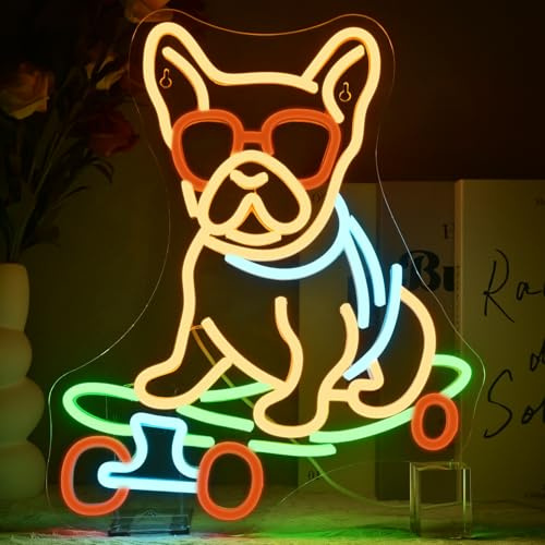 SIGNSHIP Cartel de neón LED de perro y gato, luz de neón para decoración de pared, para el hogar, restaurante, salón, dormitorio, cocina, cerveza, bar, tienda, fiesta, regalos para niños y niñas