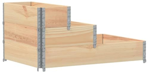 vidaXL 3-stöckiges Hochbeet 120x80 cm Massivholz Kiefer, Pflanzgefäß, Blumenkasten, Pflanztopf, Garten Hochbeet, Blumentopf, Pflanzkasten