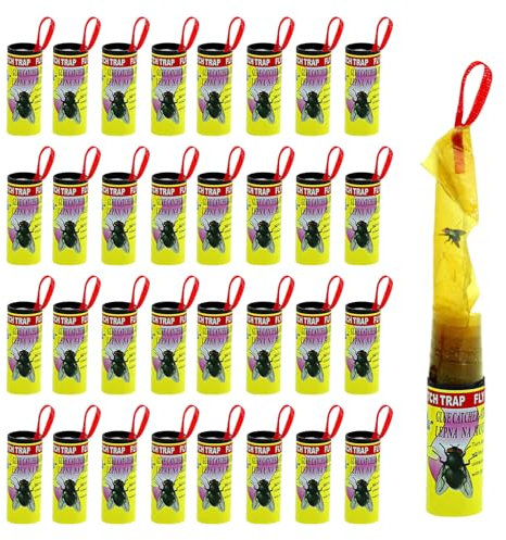 Rotolini Acchiappamosche, 50 Pezzi Trappole Adesive per Mosche, Trappola Mosche per Frutta appiccicosa, Strisce Adesive Cattura, Trappole per Mosche della Frutta, Uso per Interno ed Esterno