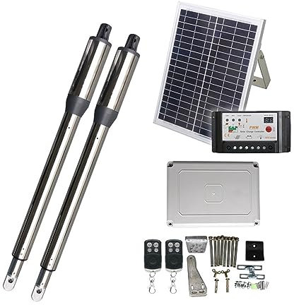 Abridor de puerta de garaje, Controlador de puerta abatible automático Solar de 300KG con Control remoto, operador de Motor de puerta abatible lineal único eléctrico de CC,Abridor de puerta automátic