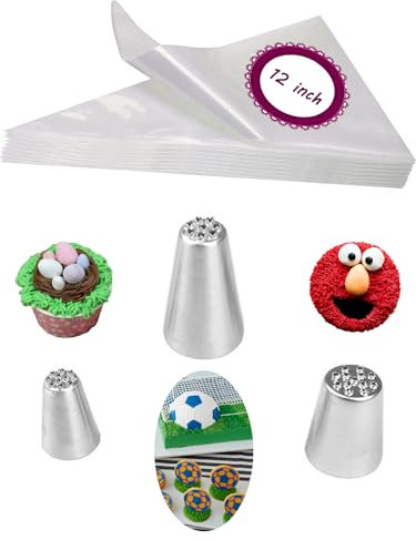 233 234 29 - Set di beccucci e sacchetti per sac à poche e sacchetti per glassa, per erba, capelli, pelliccia, torta di orso e altro ancora