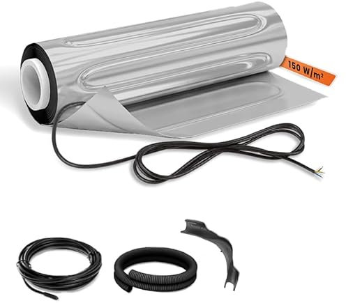 EH Expert AluPROFI -150 W/m²- 4 m² - Heizmatten-Set für schwimmende Bodenbeläge – Elektrische Fußbodenheizung für Vinyl, Laminat, Parkett, Teppich – mit Installationsmaterial - ohne Thermostat