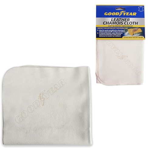 Goodyear Xl Genuine Leather Chamois -natural Chamois, Super Absorbent, Streak, Scratch Free, With Greater Tolerance To Car Cleaners| Stays Soft When Drying| Ideal For Cleaning Of Interior And Exterior
