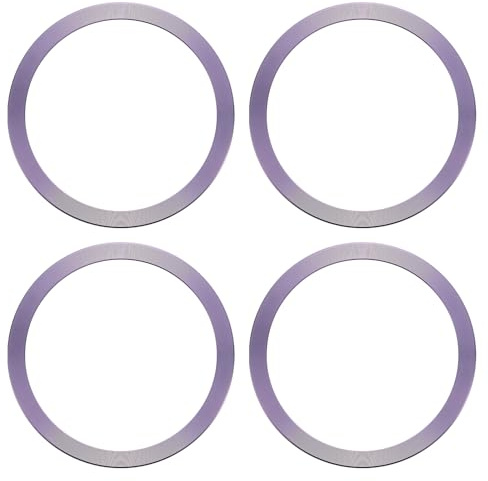 sourcing map Universal Metal Ring Sticker Wireless Magnetic Charger Magnet Ring Stickers 55x0.9mm(ODxT) for Phone Case for All Cellphones, 4 Pack, Sequin Purple