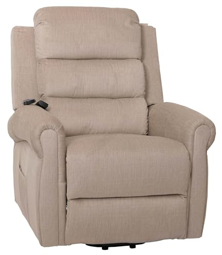 Mendler Fernsehsessel HWC-K63 Stoff 220g/m² Chenille - Creme | Relaxsessel, Liegefunktion, Aufstehhilfe, Massage, Heizfunktion