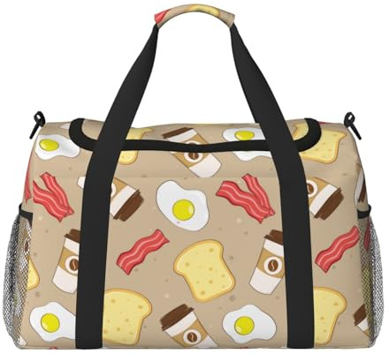 Sac de voyage en toile pour café, bacon, œufs, toasts, week-end, sac de transport pour femmes et hommes