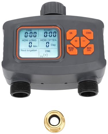 Temporizador de Aspersor de 2 Zonas, Temporizador de Riego de Manguera de 2 Salidas, Controlador de Riego Automático para Aspersor de Jardín de 2 Zonas