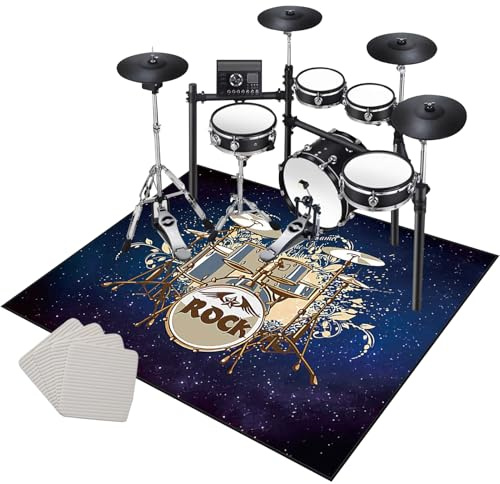 KQIEJUY Drum Teppich 120 x 80 cm Black rutschfeste Trommel Teppiche Schlagzeugteppich Schallschutzdecke Schlagzeugmatte Elektronisches Jazz Schlagzeug Kit für Bass Snare Drum Schlagzeug Matte