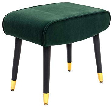 SaryEdge Stabiler Fußhocker, gepolsterter Ottoman-Hocker aus Samt, Frisiertischhocker, Metallbeine für Schlafzimmer, Wohnzimmer, Grau(