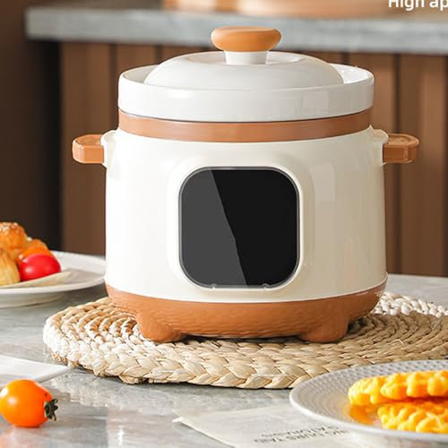 Marmite électrique, Cuiseur de Bouillie de Soupe en Céramique, Mijoteuses 235W avec Couvercle, Marmite électrique en Céramique de 1,8 L pour Simple (Prise UE)
