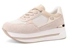QUEEN HELENA Baskets Platform Chaussures de sport avec compensé Casual Femme X32-20, beige, 36 EU
