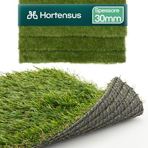 Hortensus Artificial Grass – 30mm Pile Height Fake Grass Carpet – Realistic Outdoor Artificial Turf Mat, Pet Safe & UV Resistant – Ideal for Balcony, Patio, Garden, Décor & Play Area - (1 * 4m)