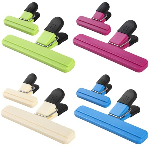 clip Lebensmittel-Clips, 8 Stück Verschlussklammern, Tütenclips für Kunststoffbeutel, Food Bag Clips, 4 Farben