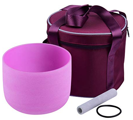 GYBBHia 8/9/10 de Pulgada Cuenco de Canto de Cristal G Nota con Bolso de Almacenamiento de la Junta tórica de Goma Mallet para la curación Musical Meditación de Yoga hogar(8 Inch)