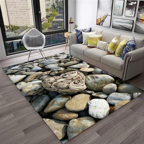 Carpet 3D Beach Pebble Footprints Carpet Modern Rugs For Living Room Bedroom Kitchen Hallway Floor Mat Indoor Rug Home Decor Children’S Kids Teenager Boys Girls 200 X 300 Cm -8544247729