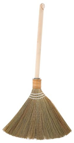 MUSISALY Large Bamboo Straw Whisk Broom Detachable Handle 74cm 0.28kg Soft Bristles Home Cleaning Toy for Boys and Girls Indoor Dust Removal