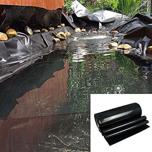 Koi-Teichfolie für Fischteiche, Wasserspiele, Springbrunnen und Wasserfälle, 7,9 mm dick, schwarz, HDPE-Gummiauskleidung für Fischteiche, Wasserspiele, Springbrunnen und Wasserfälle, langlebige und