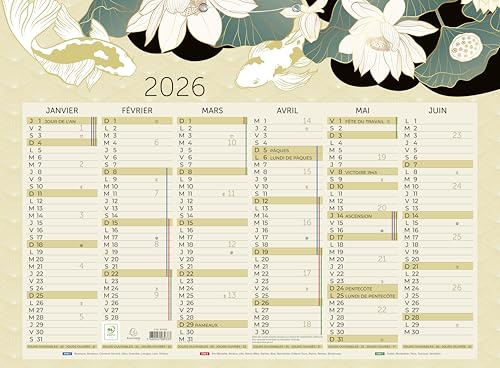 Exacompta 34105E Japankalender 55 x 40,5 cm halvår 2026 - flerfärgad
