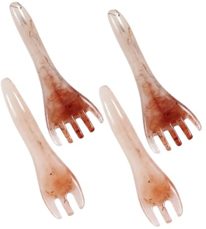 VERDANVERSE 4 St Handhållen Hårbottenmassager i Harts Manual Guasha Massagekam för Hårhälsa Triggerpunkt Stimulerande Portabel Huvudvård för Kvinnor för Hem Resa