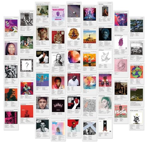 50 Pcs 4x6 Inch Posters Prints Wall Collage Kit for Room Decor - Album Cover, Music, Rapper, Band, Wall Poster for Bedroom for Teens, Gifts