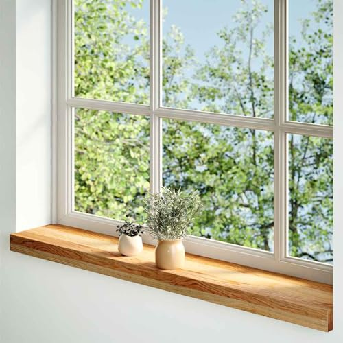 Gecheer Natural Solid Oak Wood Window Sills - 80 cm, Light Brown, Easy Maintenance Window sill Model4009126