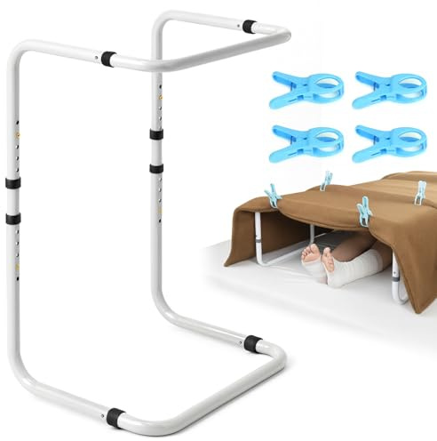 UtaUla Adjustable Blanket Lifter for Feet, 63-82cm Aluminum Bed Cradle for Feet with 4 Non-Slip Clips, Blanket Support for Post-Surgery Leg & Knee Ankle Recovery