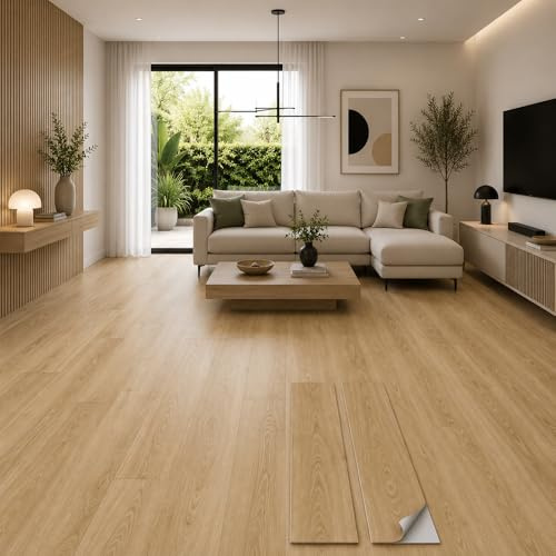 Pavimentos Arquiservi - Suelo Vinílico Autoadhesivo PVC -【5 m²】- Grosor 2mm - Diseño Roble Clásico Dorado - Gran Durabilidad y Resistente al Agua - Fácil Mantenimiento
