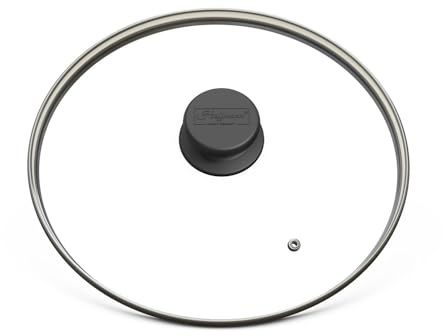 Hoffmann Universeller Glasdeckel mit Edelstahlfassung, Sicherheitsglas, Deckelknopf, Backofenfest bis 240°C, Ø 18-32 cm, für Töpfe, Pfannen und Bräter, Sicherheitsglasdeckel, Pfannendeckel (⌀ 24 cm)