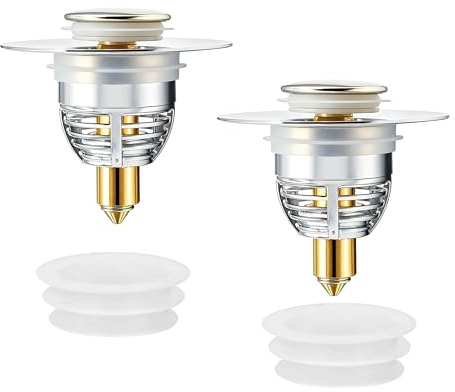 Waschbeckenstöpsel Pop Up 2er Drain Magic 2in1 Abflussstopfen 32–42mm sieb | mit integriertem Haarsieb 32–42mm Universeller Waschbeckenstöpsel für Aufsatzwaschbecken, Küchenspüle, Badewanne