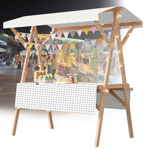 Vikbar trägatumatvagn på hjul utomhus leverantörsbås för jordbrukare marknad och hantverksshower bärbar marknadsdisplay stativ 127 x 60 cm blomvagn