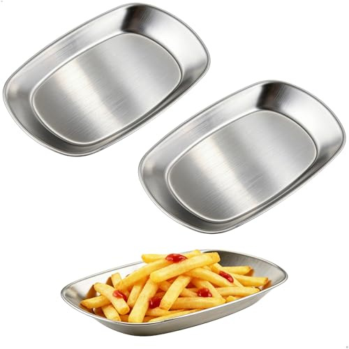 runyuanshuo Barchette Finger Food, Set Aperitivo, Ciotole Acciaio Inox Cucina, Acciaio Inox 2 Pezzi Rettangolari Alti per Snack Antipasti